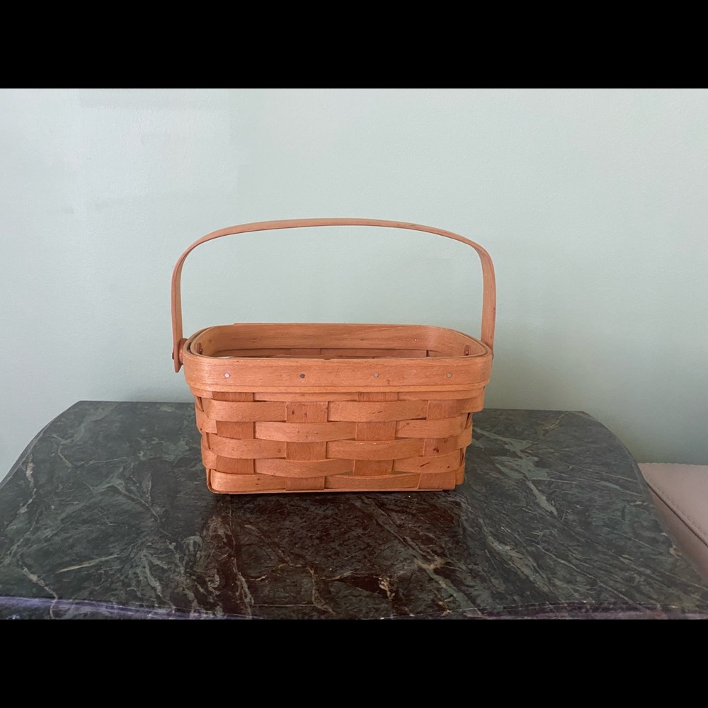 1993 Honey Brown Royce Craft Basket with Handle- Marked